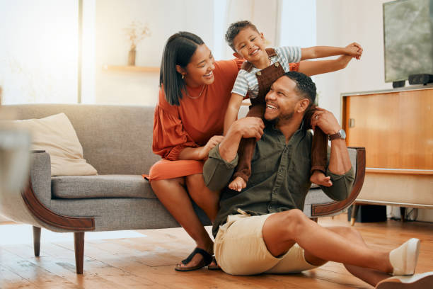Happy family in home